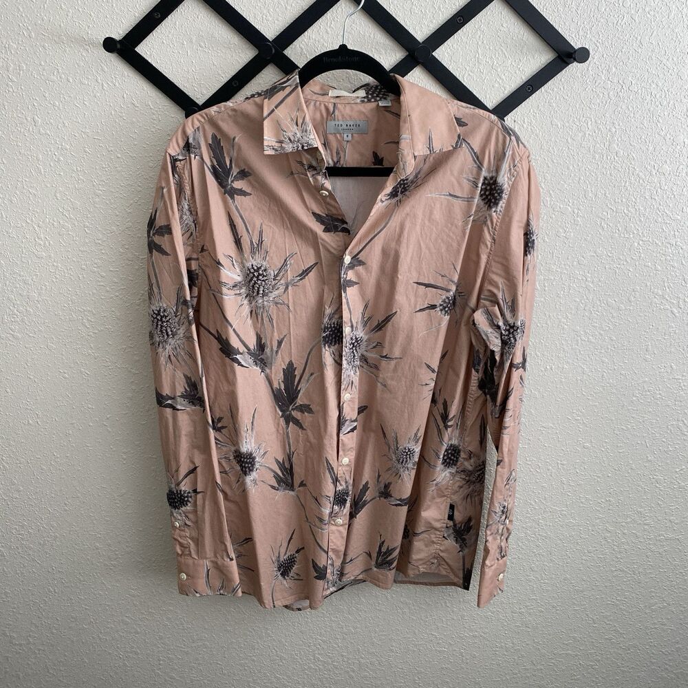 Ted Baker London Oldford Thistle Print Button Up Shirt Size 3 (Medium)